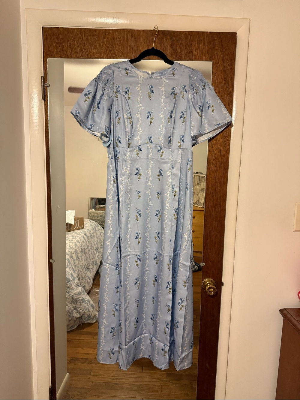 Hill House Light Blue Floral Midi Dress Dominique - Picture 2 of 4